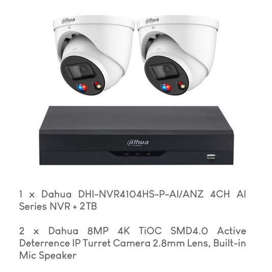 Dahua 8MP 2-Camera AI CCTV Package