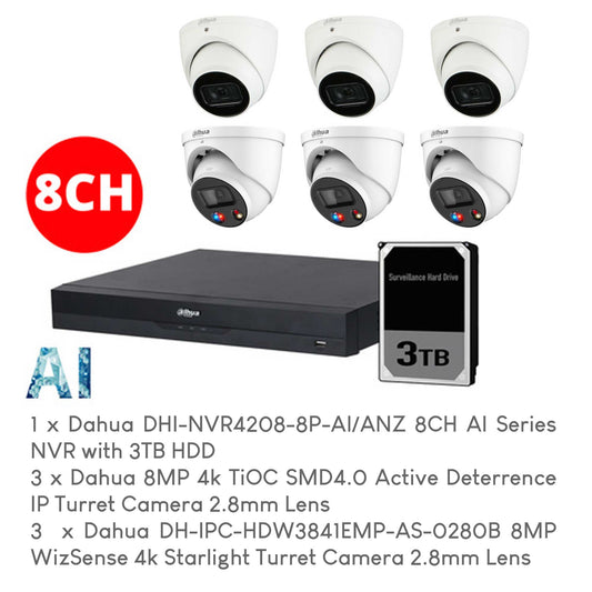 Dahua 6-Camera AI & WizSense 8MP CCTV Package with Installation by 5 Star Security