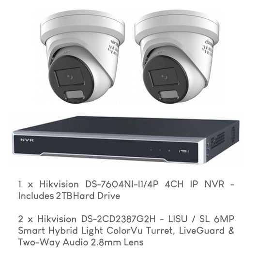 Hikvision 2-Camera Hybrid 6MP CCTV Package by 5 Star Security