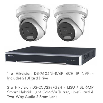 Hikvision 2-Camera Hybrid 6MP CCTV Package with Installation by 5 Star Security