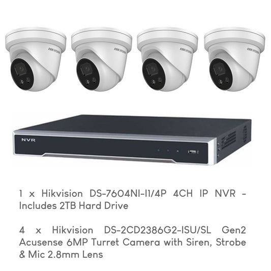 Hikvision 4-Camera 6MP CCTV Package with 2TB Hard Drive
