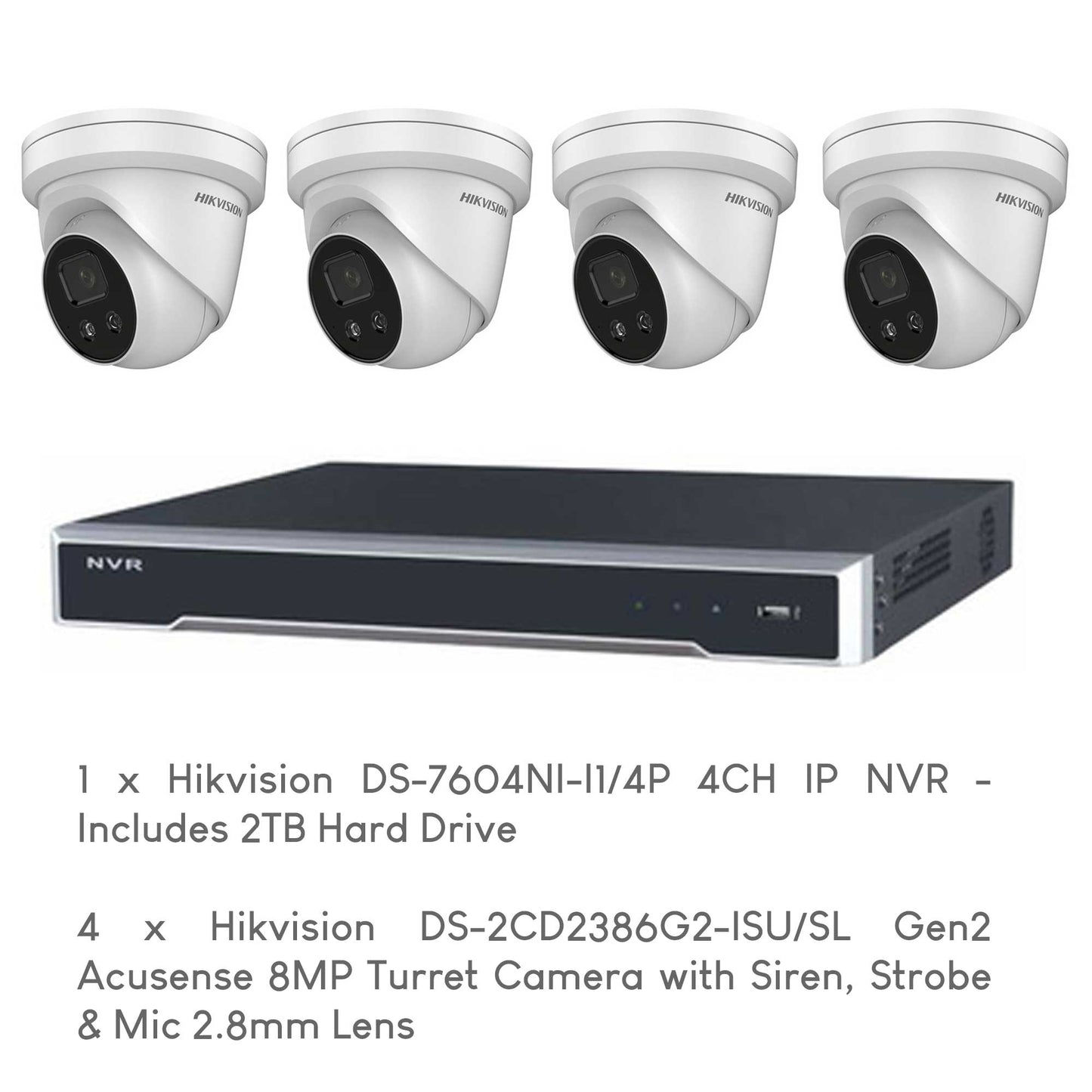 Hikvision 4-Camera 8MP CCTV Package with 2TB Hard Drive