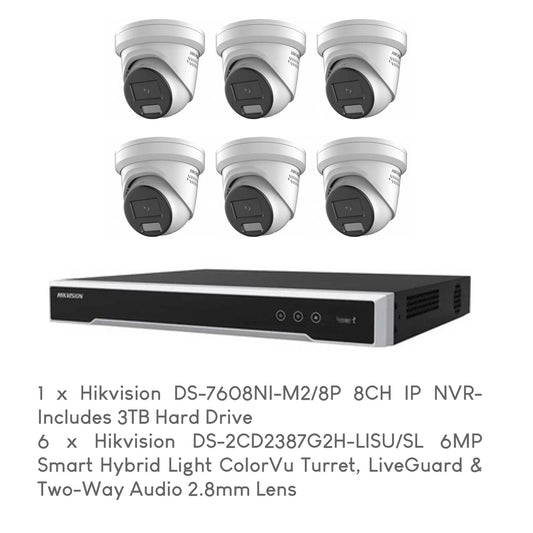 Hikvision 6-Camera Hybrid 6MP CCTV Package with ColorVu & Installation by 5 Star Security