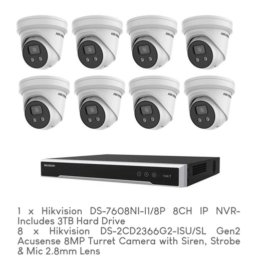 Hikvision 8-Camera Acusense 8MP CCTV Package with Installation by 5 Star Security