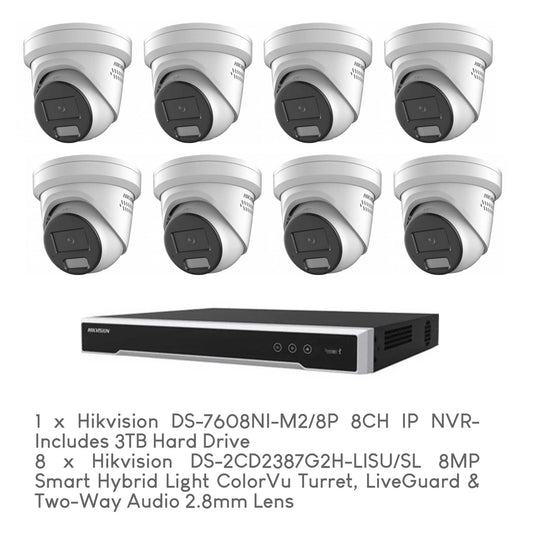 Hikvision 8-Camera ColorVu 8MP CCTV Package with Installation by 5 Star Security